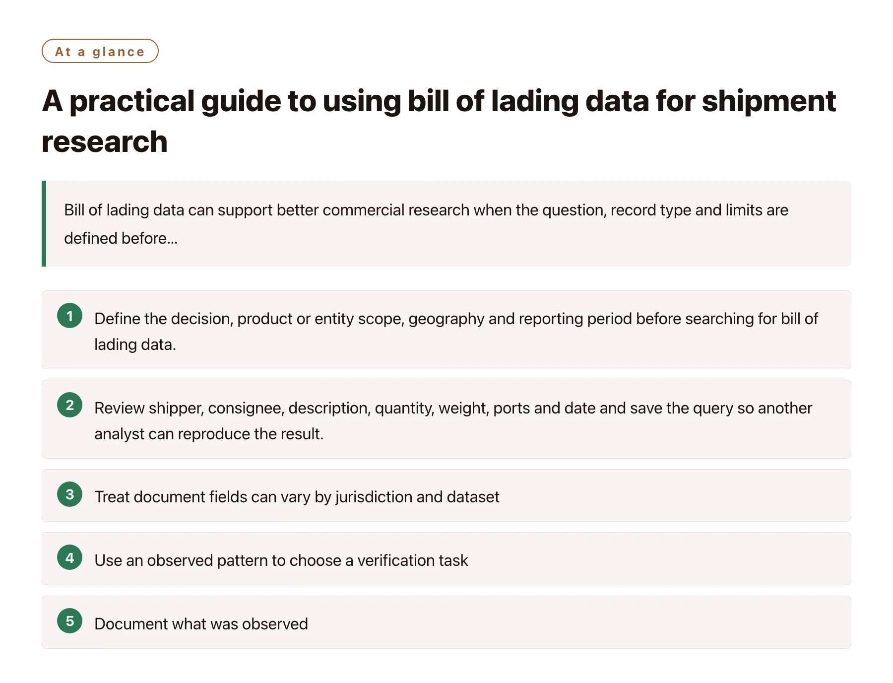 A practical guide to using bill of lading data for shipment research——全文要点速览